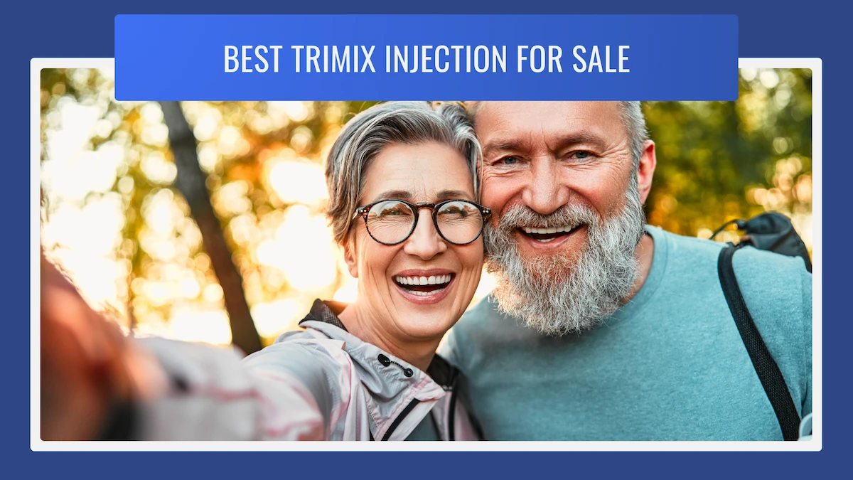 Older couple outside, happy