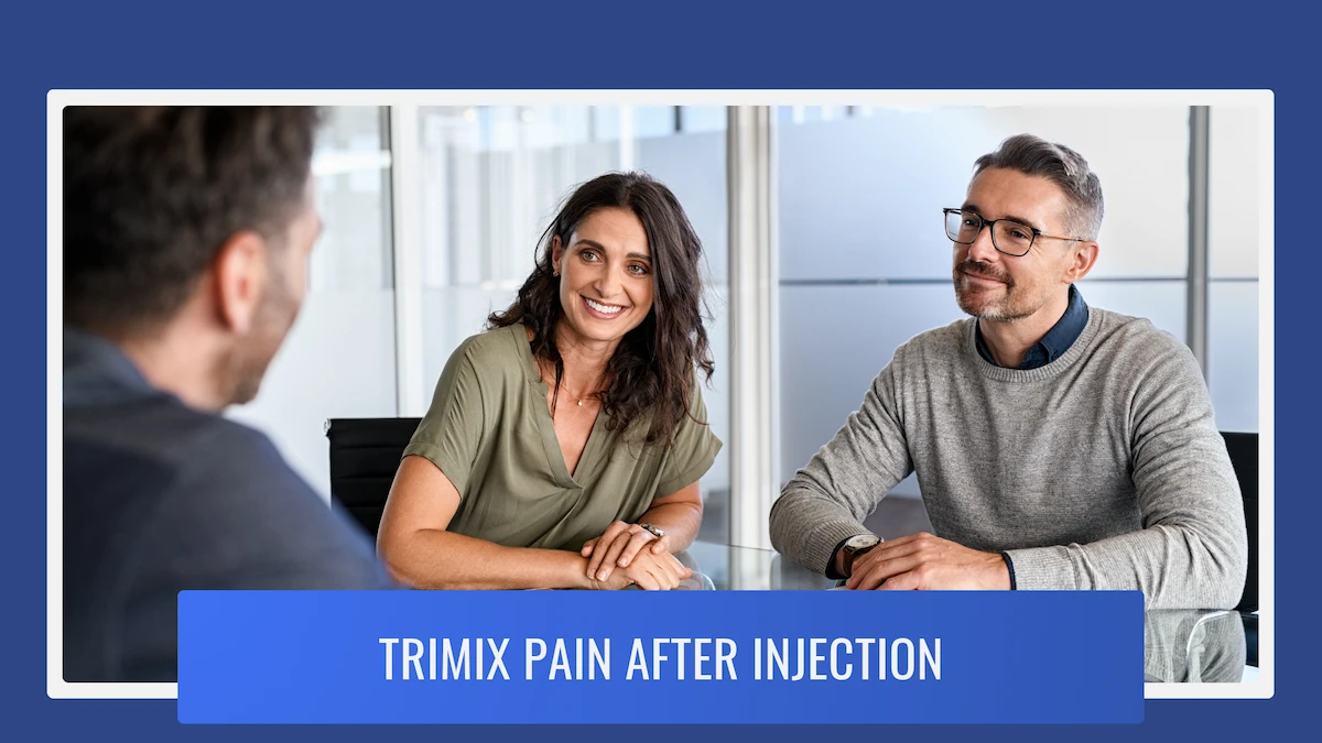 Middle aged couple conversing with a doctor